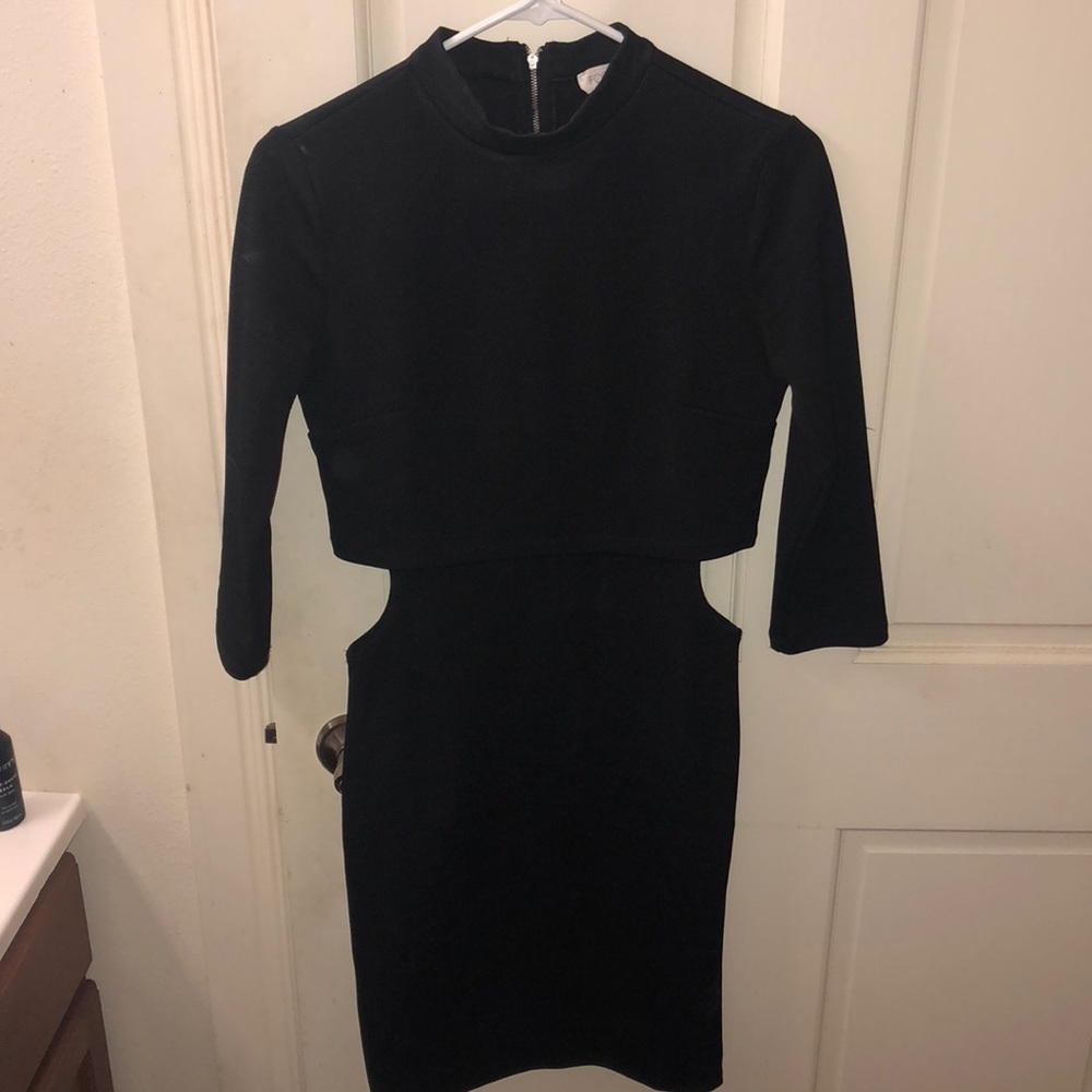 black dress with side cut outs